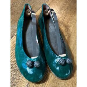 Anthropologie Pilcro and the Letterpress Trinket Ballet Flat Green Leather Sz 8